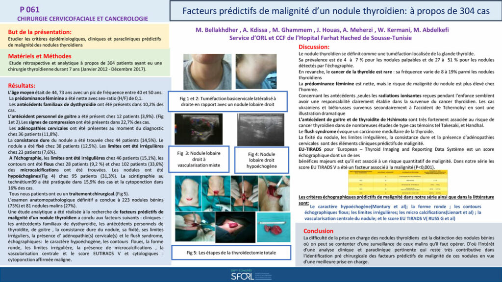Facteurs prédictifs de malignité d’un nodule thyroïdien : A propos de ...
